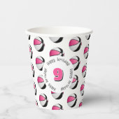 Gobelets En Papier basket-ball noir rose (Recto)