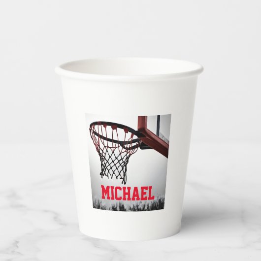 Gobelets En Papier Basket-ball Votre nom (Recto)