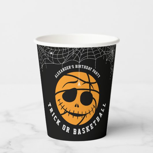 Gobelets En Papier Basket d'Halloween Ball Trick ou Basketball Annive (Verso)