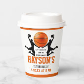 Gobelets En Papier Basket orange Boy 5E fête d'anniversaire (Recto)