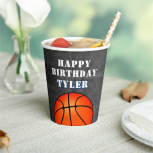Gobelets En Papier Basketball Ball Chalkboard Photo Anniversaire
