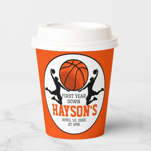 Gobelets En Papier Basketball première année bas 1er anniversaire (Recto)