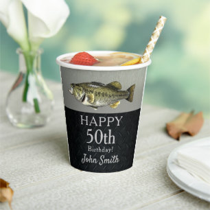 Gobelets En Papier Bass Fishing Anniversaire Party Hommes 50e Cool