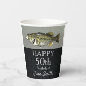 Gobelets En Papier Bass Fishing Anniversaire Party Hommes 50e Cool  (Verso)