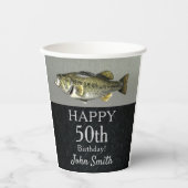 Gobelets En Papier Bass Fishing Anniversaire Party Hommes 50e Cool  (Recto)