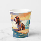 Gobelets En Papier Basset Hound Beach Surf Peinture (Verso)