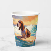 Gobelets En Papier Basset Hound Beach Surf Peinture (Recto)