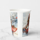 Gobelets En Papier Basset Hound Dog in Sledge Let it Neige Noël (Droite)
