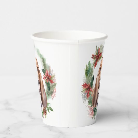 Gobelets En Papier Basset Hound Festive Wreath de Noël Pup (Droite)