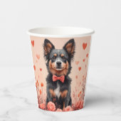 Gobelets En Papier Bataille australienne avec Roses - Saint-Valentin (Verso)