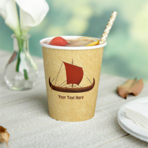 Gobelets En Papier Bateau viking à voile rouge II
