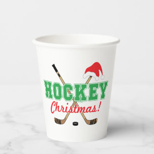 Gobelets En Papier Bâtons de hockey de Noël de hockey Santa Hat