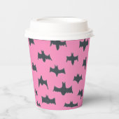 Gobelets En Papier Bats d'Halloween roses et noires  (Recto)