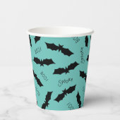 Gobelets En Papier Bats Turquoises mignons Coupes papier Halloween Pa (Verso)
