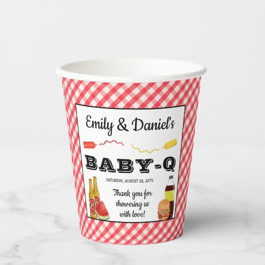Gobelets En Papier BBQ Baby showers de tasses de papier (Recto)