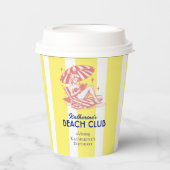 Gobelets En Papier Beach Club Cabana Jaune Fête d'Anniversaire (Recto)