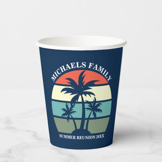 Gobelets En Papier Beach Family Reunion Sunset Island Custom Party (Verso)