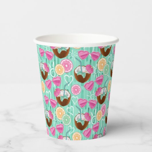 Gobelets En Papier Beach Summer Pattern  (Verso)