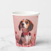 Gobelets En Papier Beagle avec des roses - Saint-Valentin (Verso)