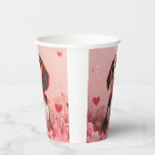 Gobelets En Papier Beagle avec des roses - Saint-Valentin (Droite)
