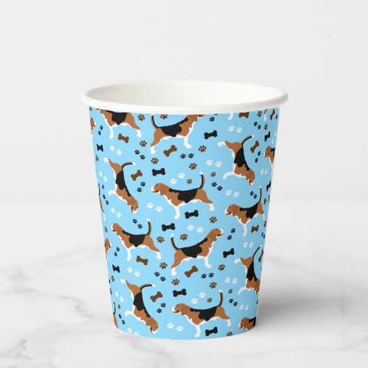 Gobelets En Papier Beagle Chasse Chien Beagle Motif mou (Verso)