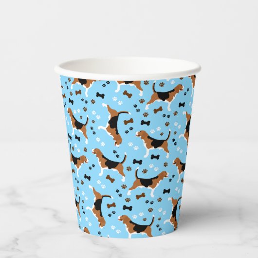 Gobelets En Papier Beagle Chasse Chien Beagle Motif mou (Recto)
