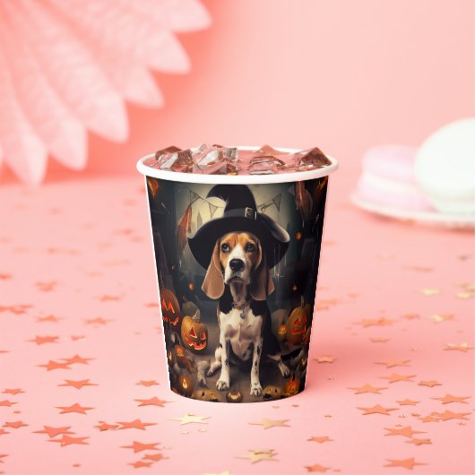 Gobelets En Papier Beagle Citrouille Halloween effroi (Insitu)