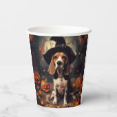 Gobelets En Papier Beagle Citrouille Halloween effroi (Verso)