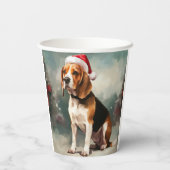 Gobelets En Papier Beagle dans la neige Noël (Verso)