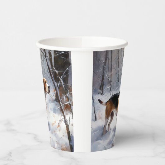 Gobelets En Papier Beagle Laisser Neige Noël (Gauche)