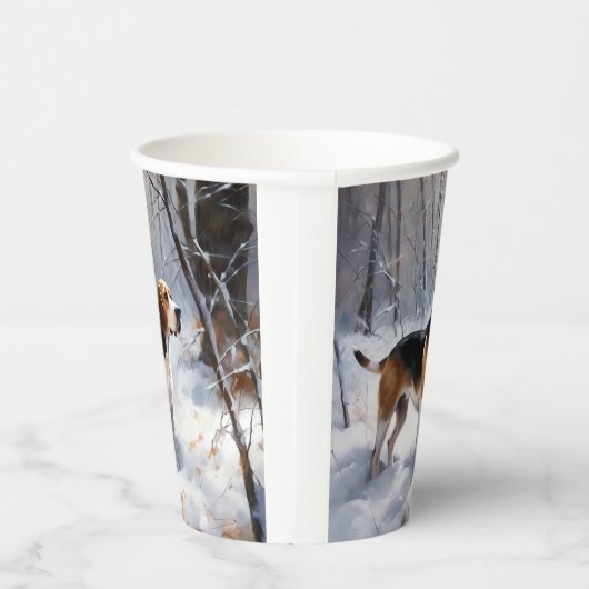 Gobelets En Papier Beagle Laisser Neige Noël (Droite)