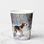 Gobelets En Papier Beagle Laisser Neige Noël (Recto)