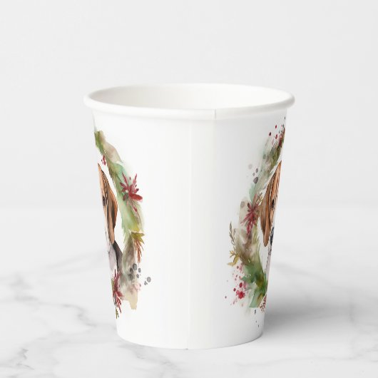 Gobelets En Papier Beagle Noël Wreath Festive Pup (Droite)