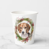Gobelets En Papier Beagle Noël Wreath Festive Pup (Recto)