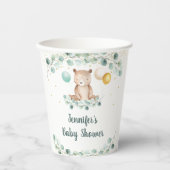 Gobelets En Papier Bear Greenery Or Genre Baby shower neutre (Recto)