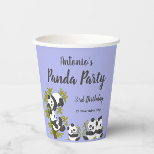 Gobelets En Papier Bear Pandas Party Boy Anniversaire Vert