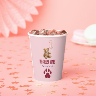 Gobelets En Papier Bearly One | Ourson Brun Premier Anniversaire