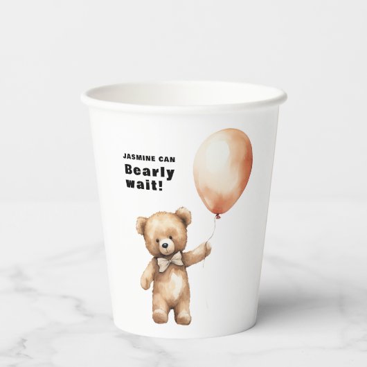Gobelets En Papier Bearly wait thème baby shower classique (Verso)