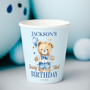 Gobelets En Papier Béary premier garçon anniversaire mignon peluche b