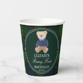 Gobelets En Papier Béary première peluche ours vert plaid fête d'anni (Verso)