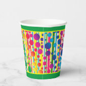 Gobelets En Papier [Beatnik Bubbles] Retro Polka Dot Stripe - Vert (Droite)