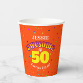 Gobelets En Papier BEAU 50E ANNIVERSAIRE D'Orange (Recto)