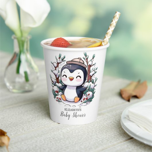 Gobelets En Papier Beau Baby shower de Pingouin (Insitu)