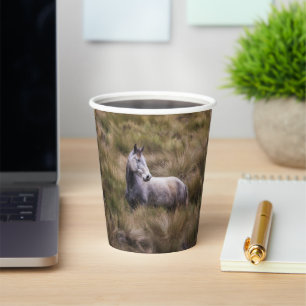Gobelets En Papier Beau Cheval gris coloré