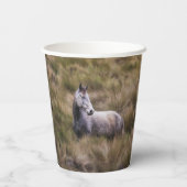 Gobelets En Papier Beau Cheval gris coloré (Verso)