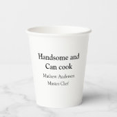 Gobelets En Papier Beau et peut cuisiner ajouter nom master chef date (Verso)