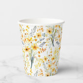 Gobelets En Papier Beau fleur sauvage de printemps jaune (Recto)