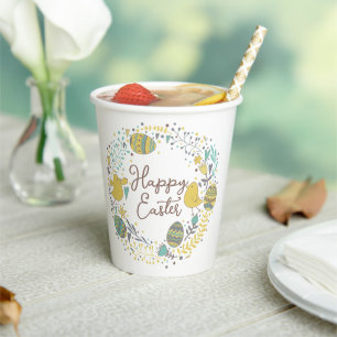 Gobelets En Papier Beau Printemps Floral Chicks Joyeux Pâques