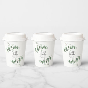 Gobelets En Papier Beau script eucalyptus feuillage mariage