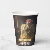 Gobelets En Papier Beauté et gâteau de la Bête - Anniversaire (Verso)